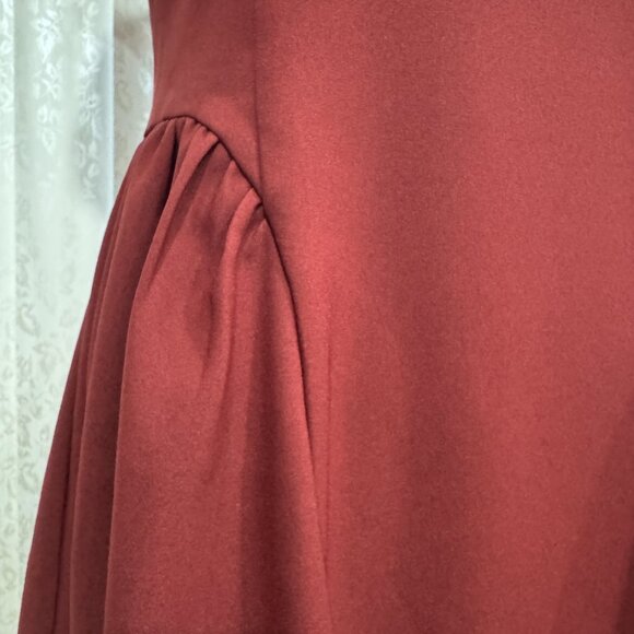 Commense Cap Sleeved Keyhole Neckline Flared Burgundy Midi Dress NWT, Size M - Picture 7 of 16
